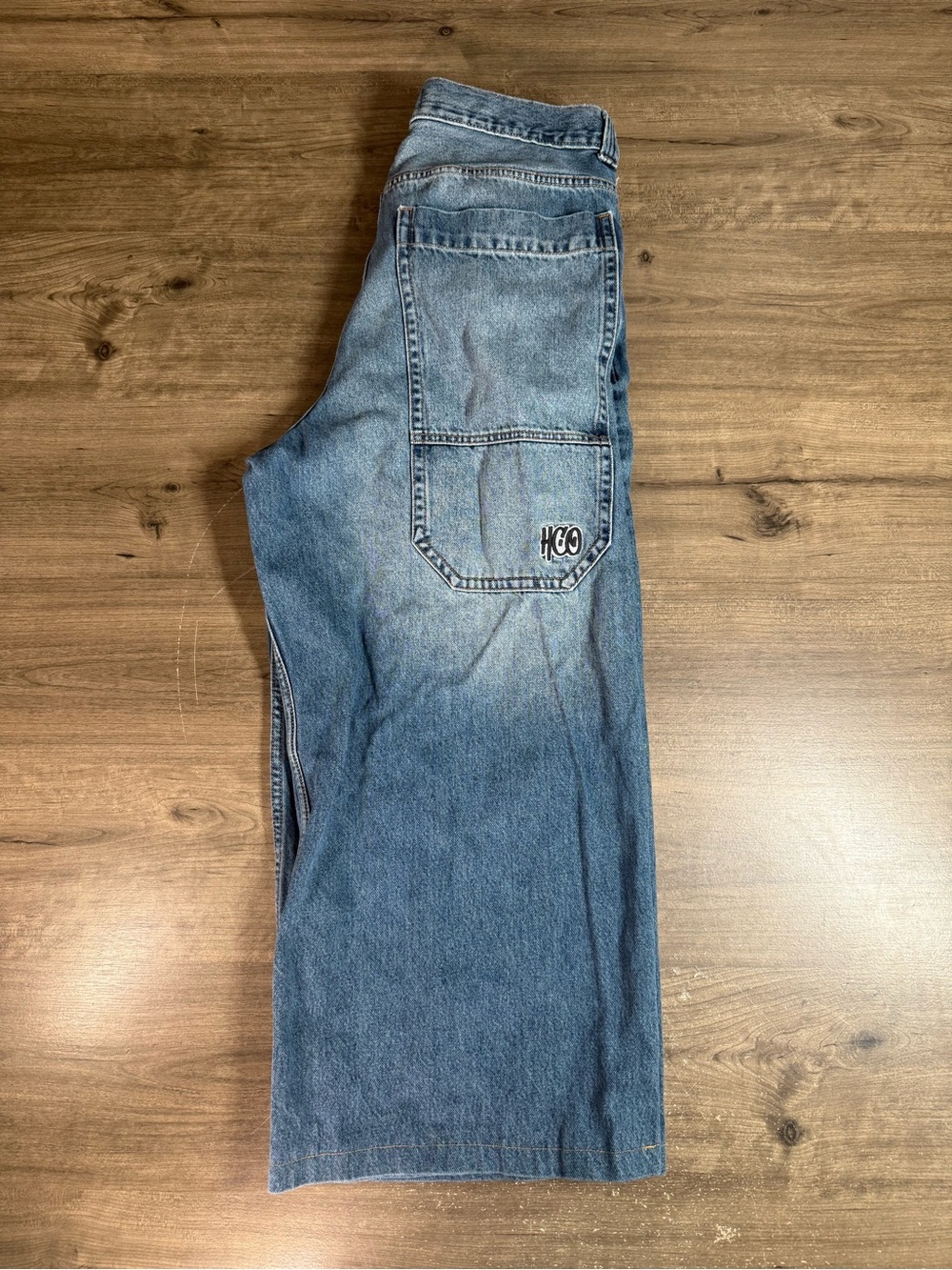 Hollister Big Jean Wide Leg JNCO Style Embroidered Men Skateboard Jeans 34x30